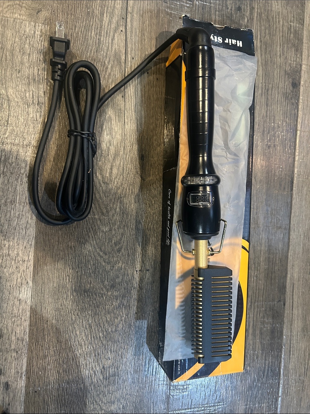 Black Hair Styling Heated Brush - Professional Electric Comb